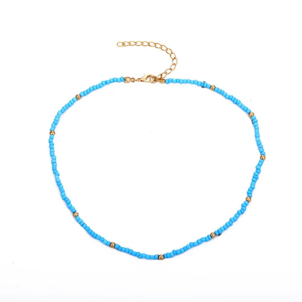 Fashion Beaded Colorful Small Beads Summer Beach Clavicle Chain Necklace