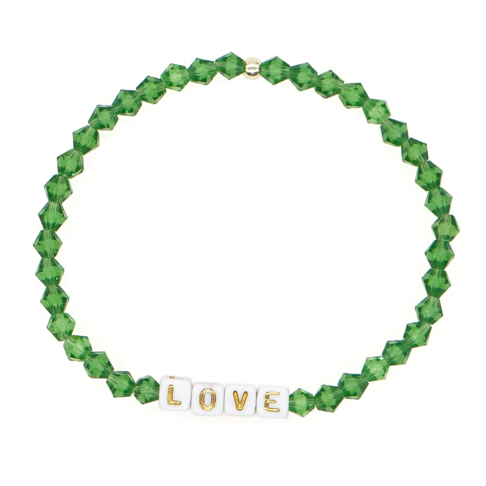 Bracelets de perles de cristal de diamant de lettre minimaliste bohème pour femmes