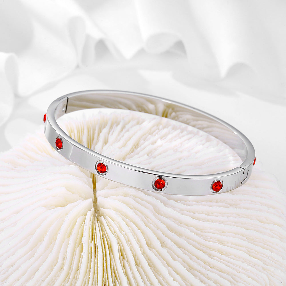 Fashion Full Diamond Titanium Steel No Fading Niche High Bracelet