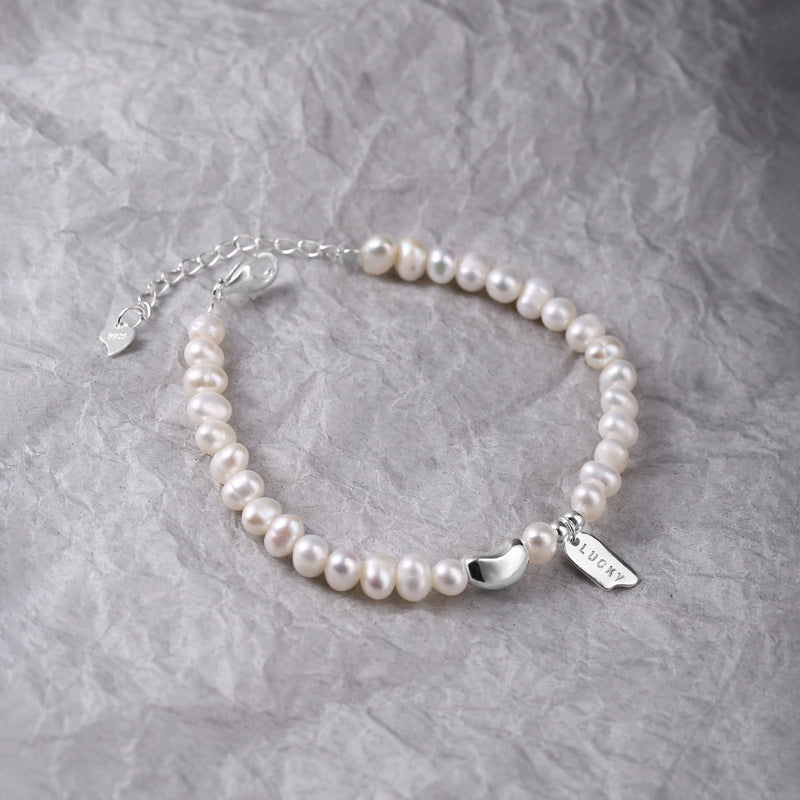 Sterling Sier Pearl Beanie Lucky Hand Chain Bracelets