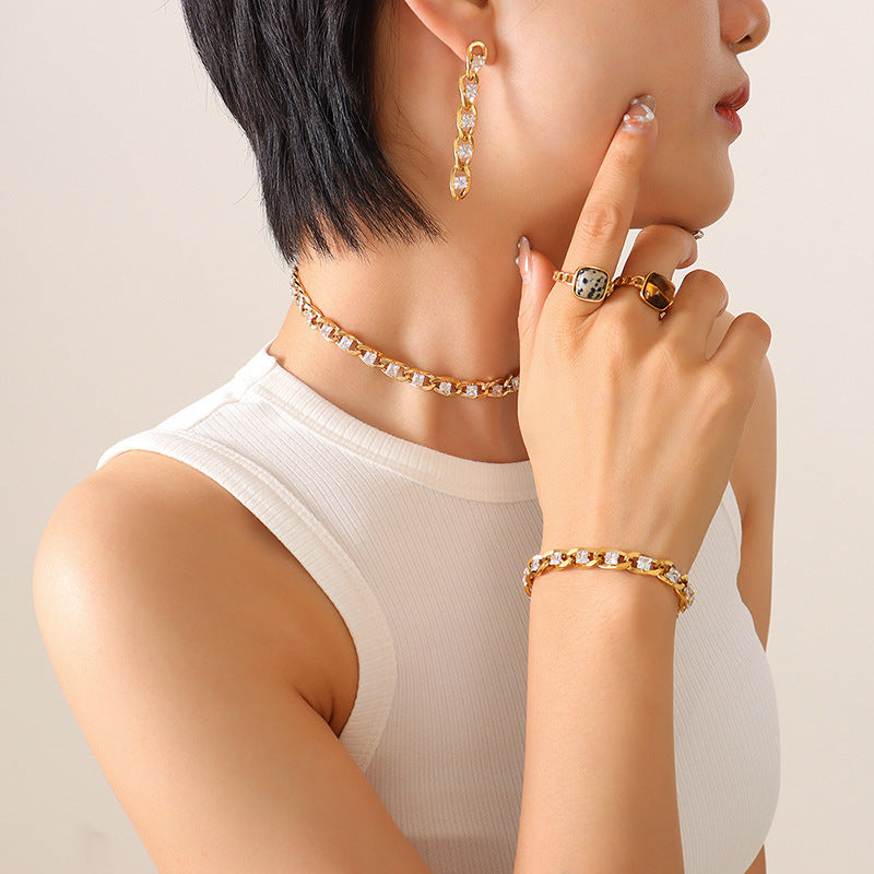 Colorful Zircon Diamond Light Luxury Delicate Jewelry Set