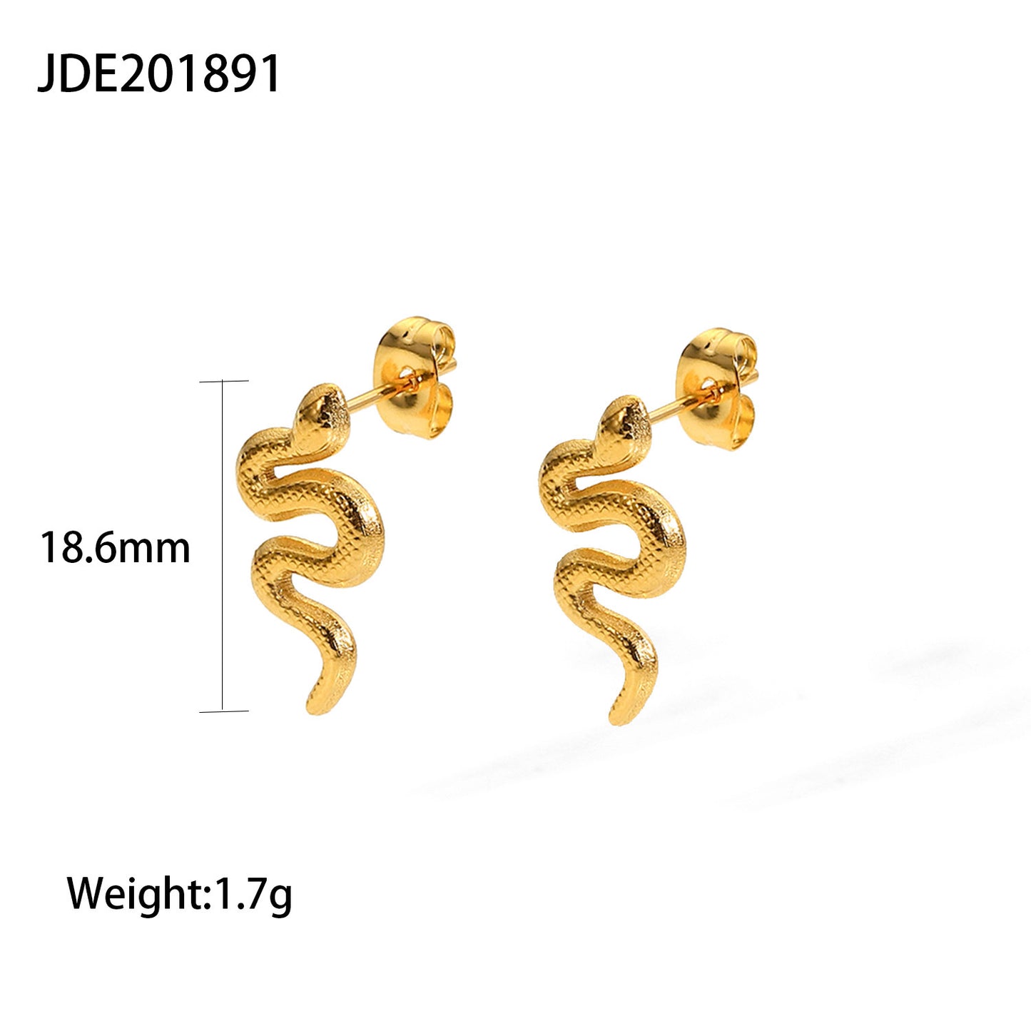 Gold-plated Stainless Steel Snake Advanced Design Sense Earrings