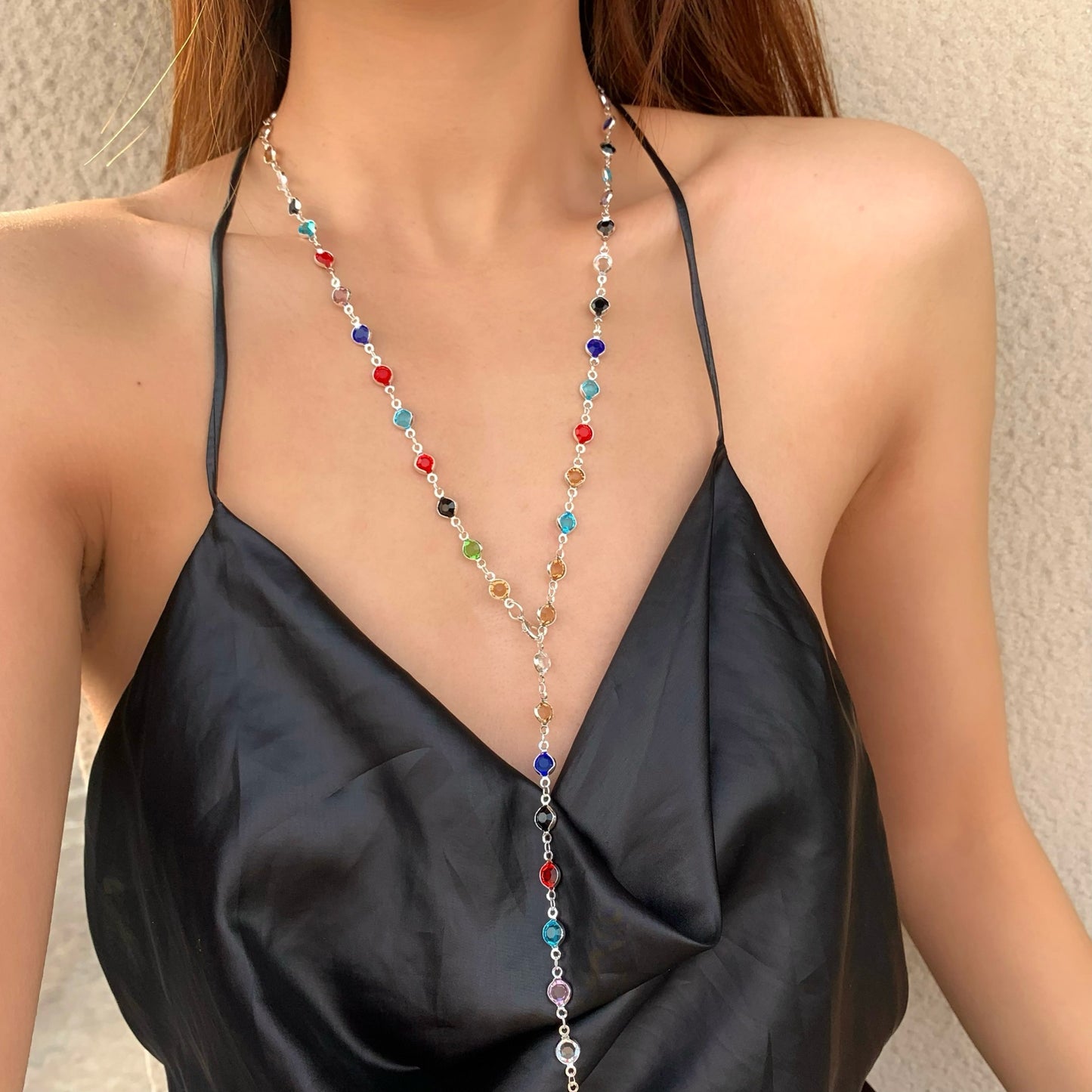 Color Polka Dot Fashion Long Party Necklace