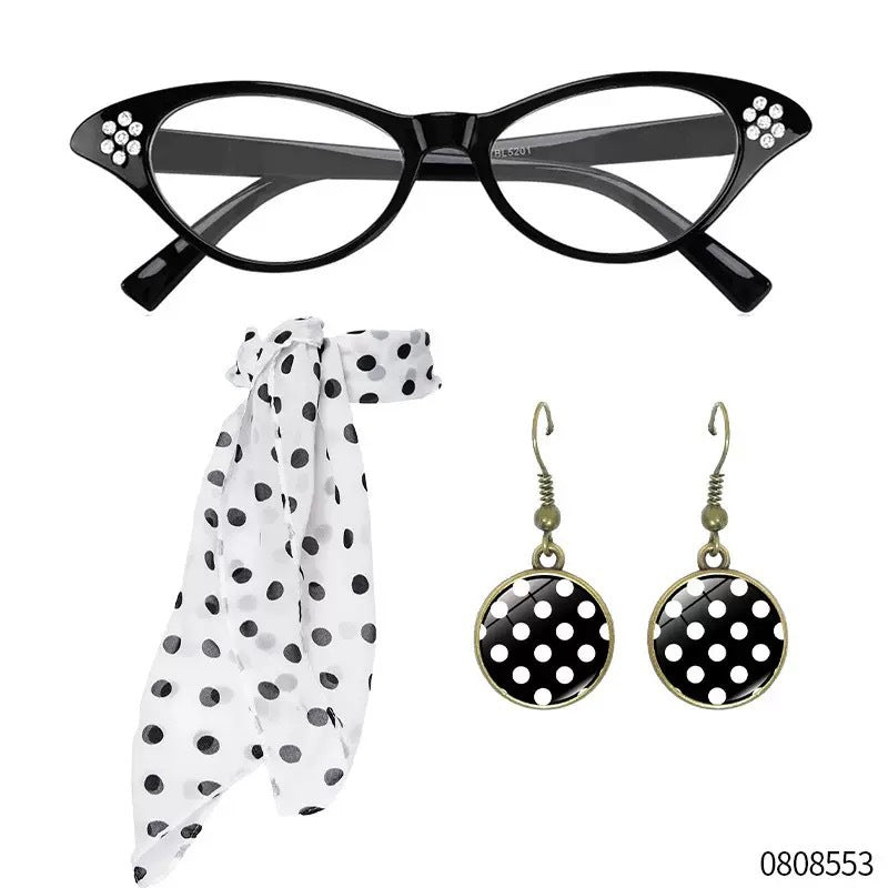 Women's Black White Red Dot Circle Acrylic Generation Retro Suit Jewelry Set