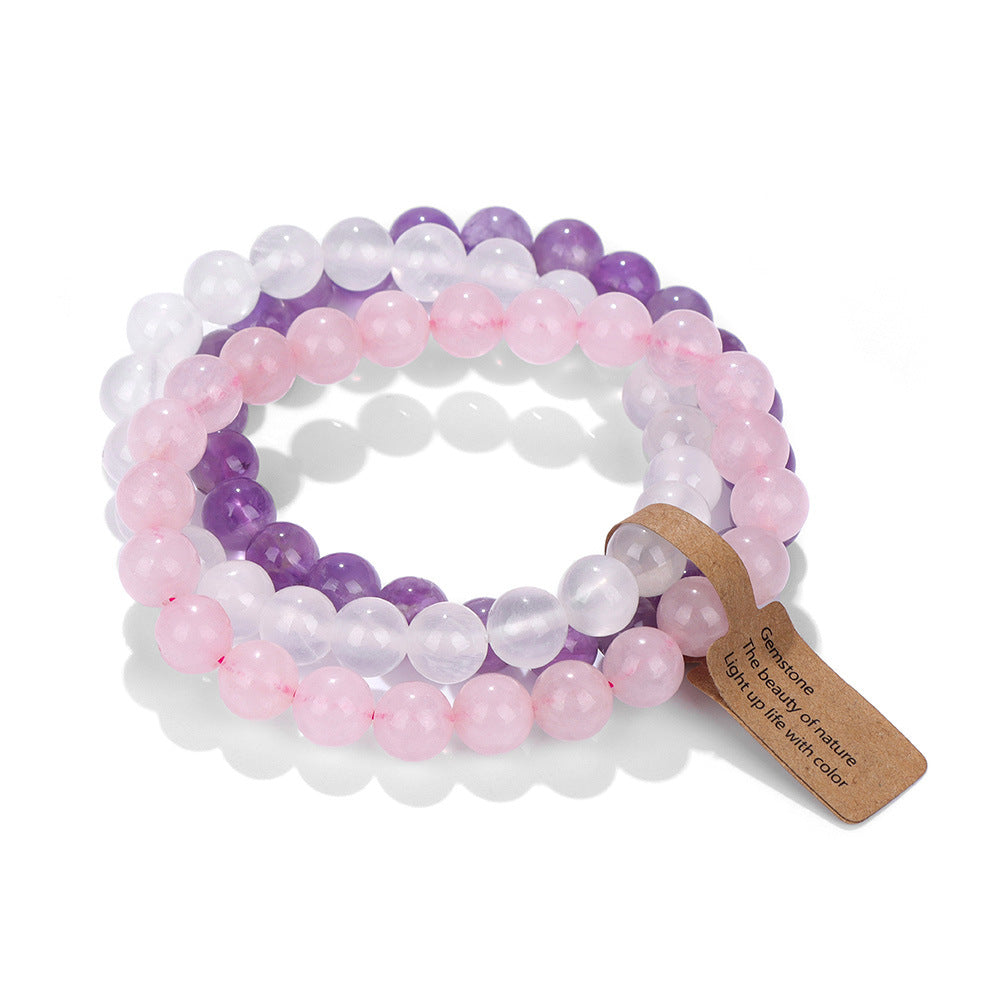 Damen-Armbänder aus Naturstein-Kristallperlen, Amethyst-Kombination