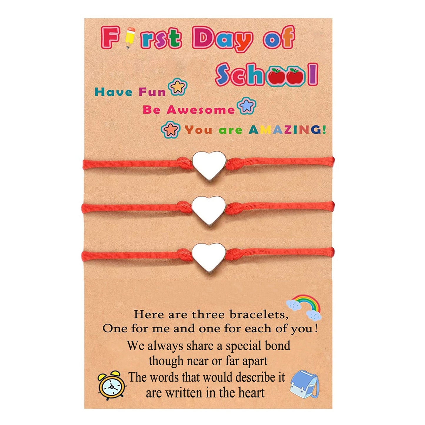 School Creative Copper Glossy Small Heart Card Wrist Bracelets