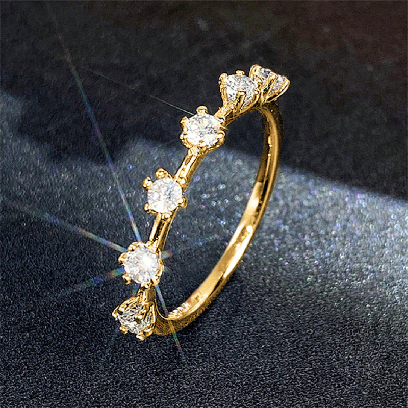 Women's Light Luxury Full Circle Over Inlaid Zircon Ring
