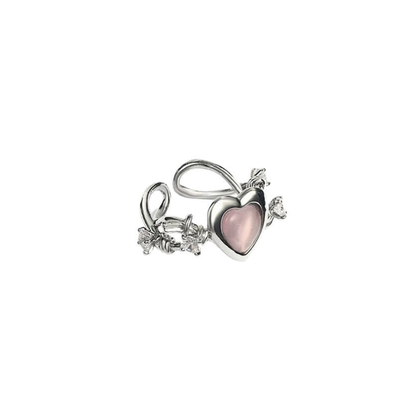 Light Luxury Minority Design Cold Wind Advanced Pink Zircon Index Rings