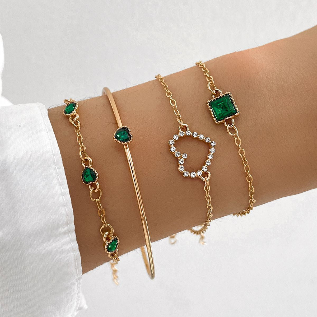 Slouchy Versatile Vintage Inlaid Square Heart Bracelet