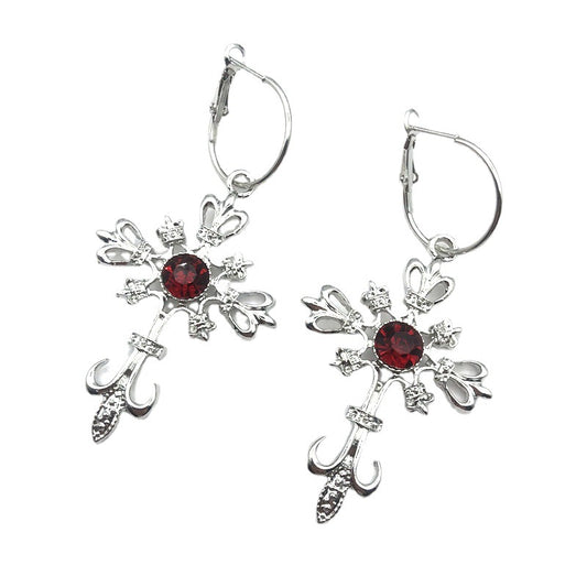 Women's Gothic Punk Cross Crystal Eardrops Fashion Earrings