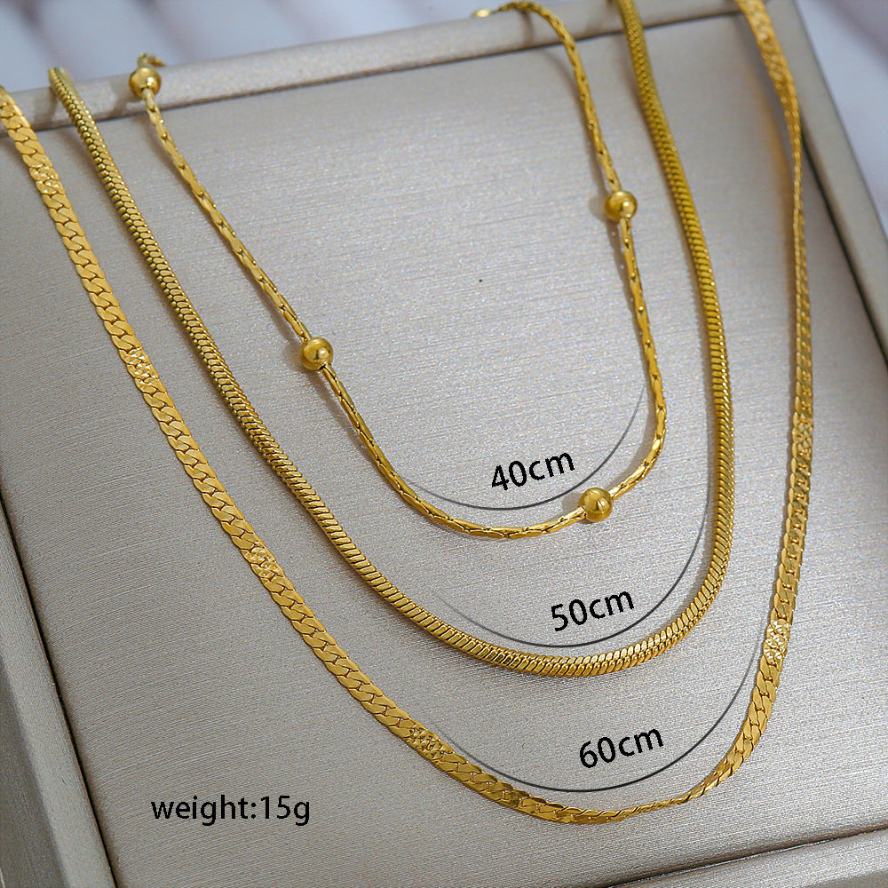 Thin Twin Snake Bone Clavicle Titanium Steel Necklace
