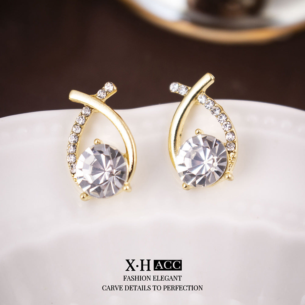 Women's Sier Cross Fishtail Korean Style Simple Geometric Fashion Earrings