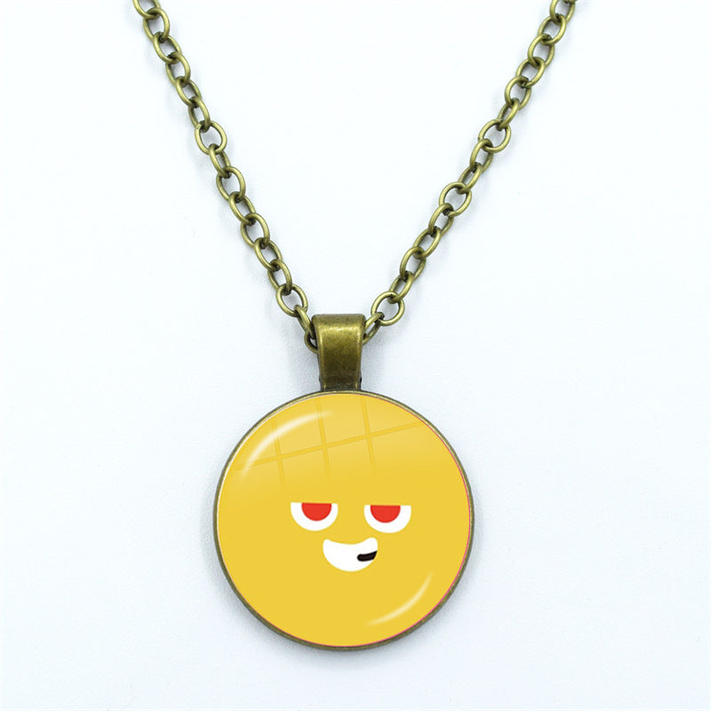 May Day Facial Expression Package Balls Time Gem Cabochon Sweater Necklace