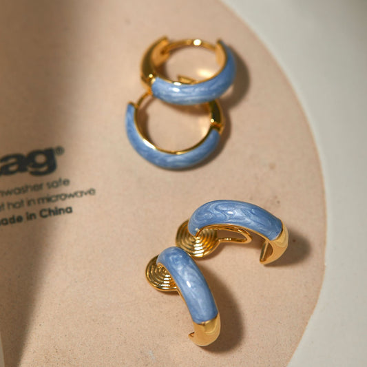Französische Retro Haze Blue Dripping Emaille Minority Einfache Ohrringe