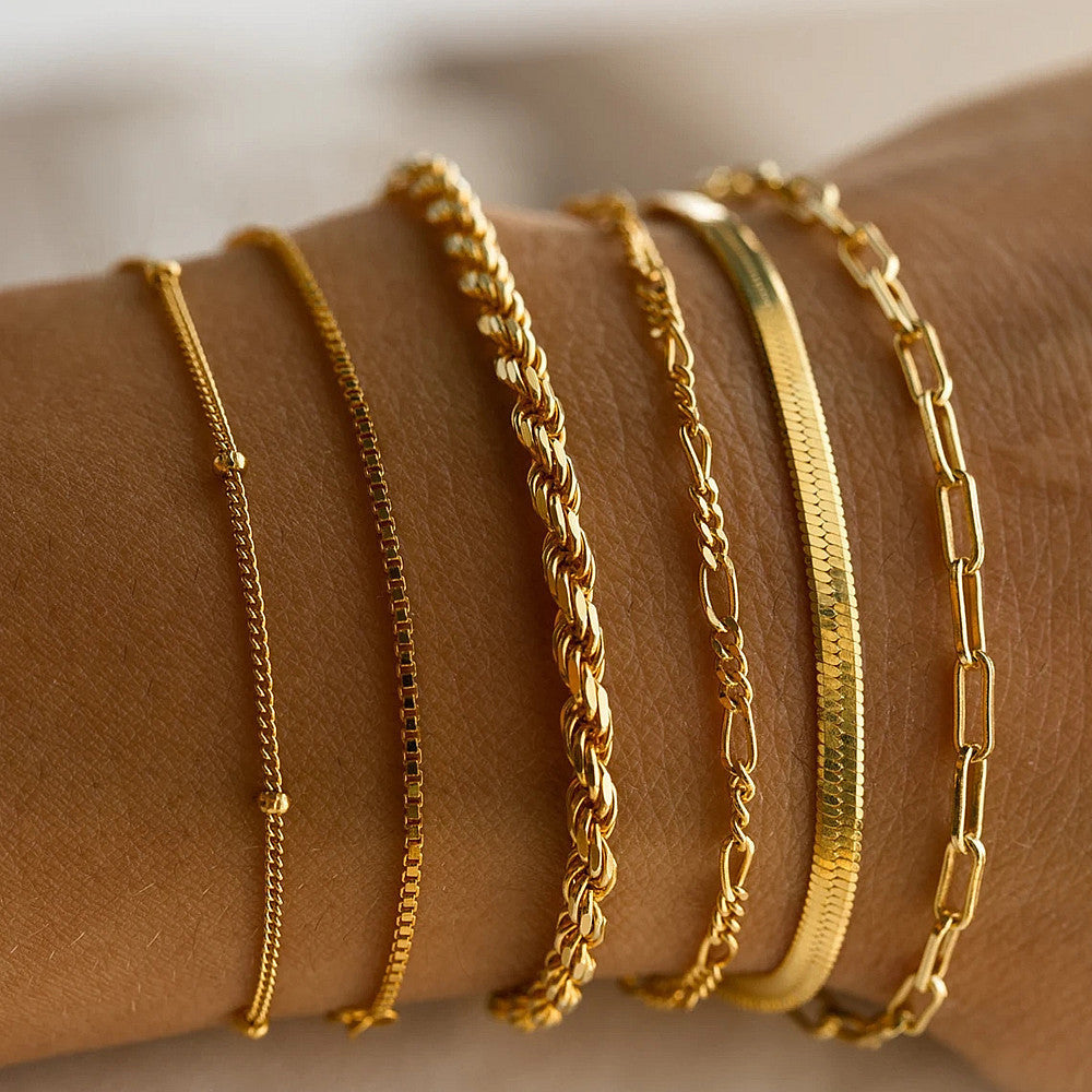 Women's Bohemian Minimalist Metal Figaro Chain Suit Bracelets