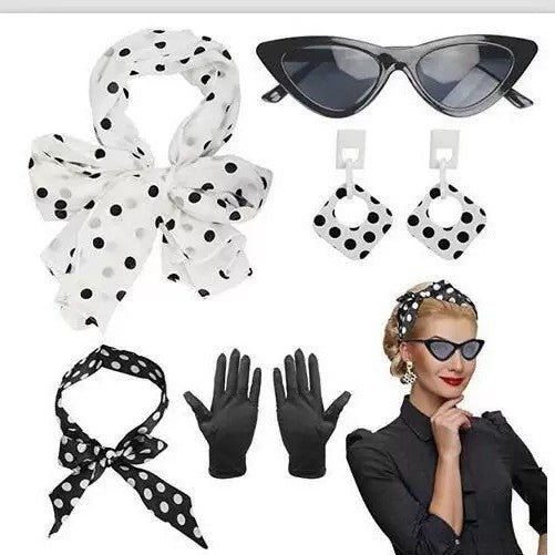 Women's Black White Red Dot Circle Acrylic Generation Retro Suit Jewelry Set