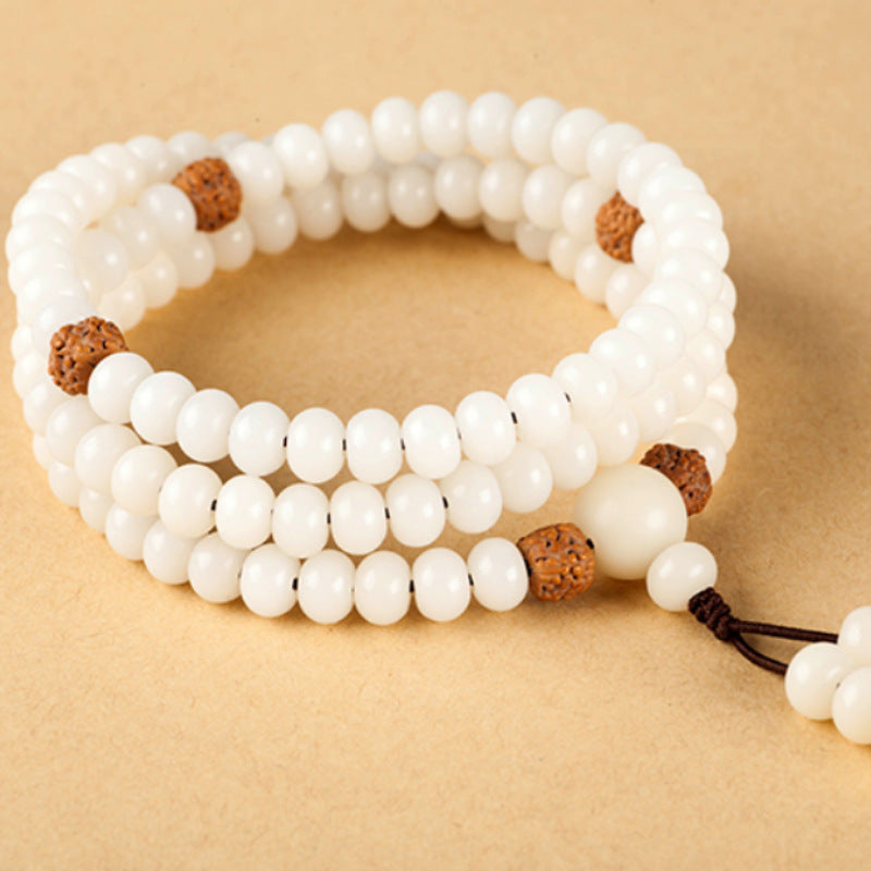 Bracelets racine et haut de Bodhi en jade blanc pour femmes et hommes