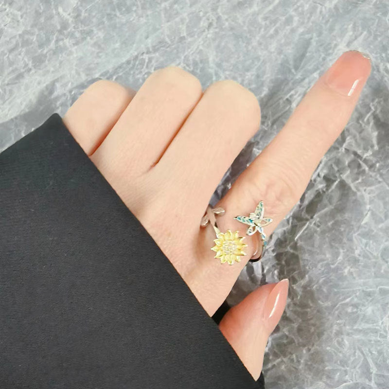 Pretty Casual Sunflower Spinning Fashion Simple Rings