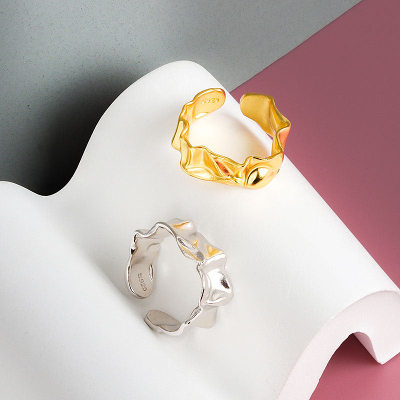 Korean Style Niche Design Fashionable Irregular Pleated Rings