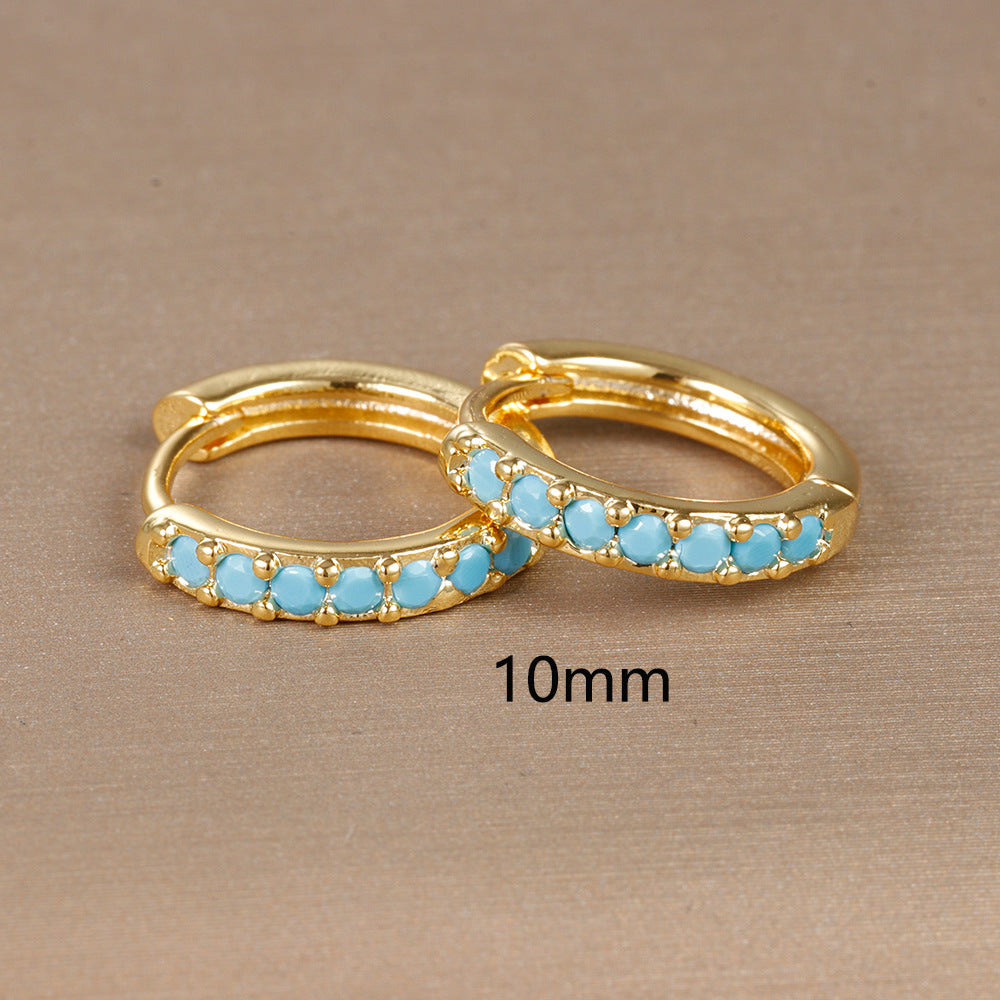Simple Eardrop Blue Pine Zircon Circle Ear Bracelets