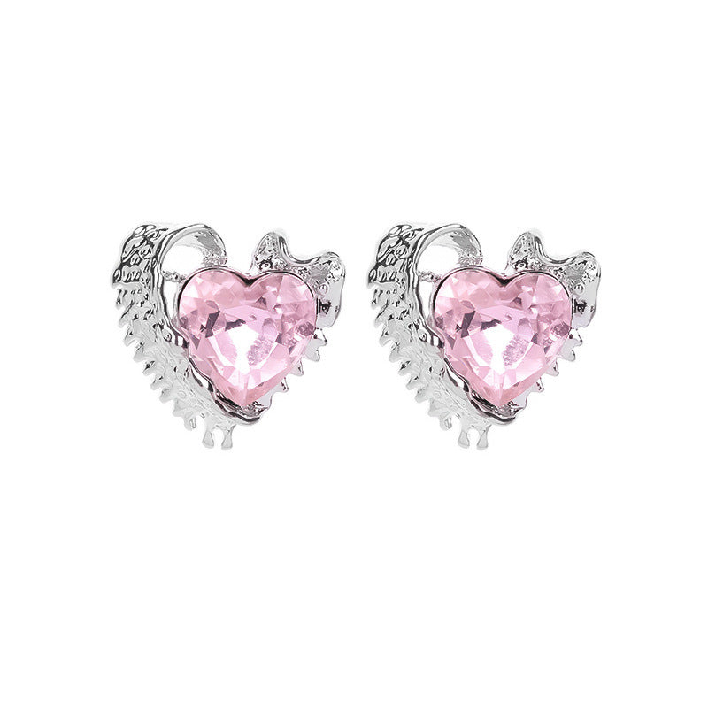 Boucles d'oreilles en forme de cœur d'amour rose pour femmes, exquises, à la mode