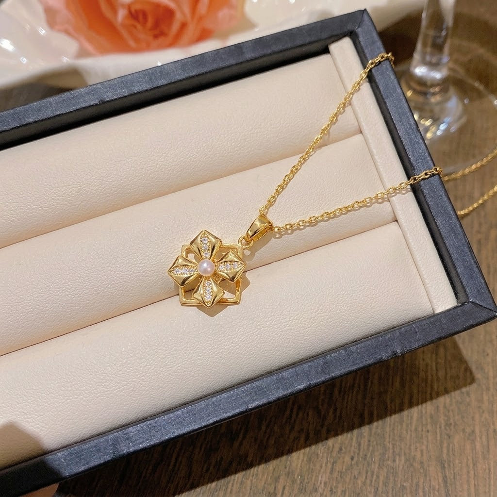 Rotating Degree Rotation Heart-shaped Zircon Clavicle Rings