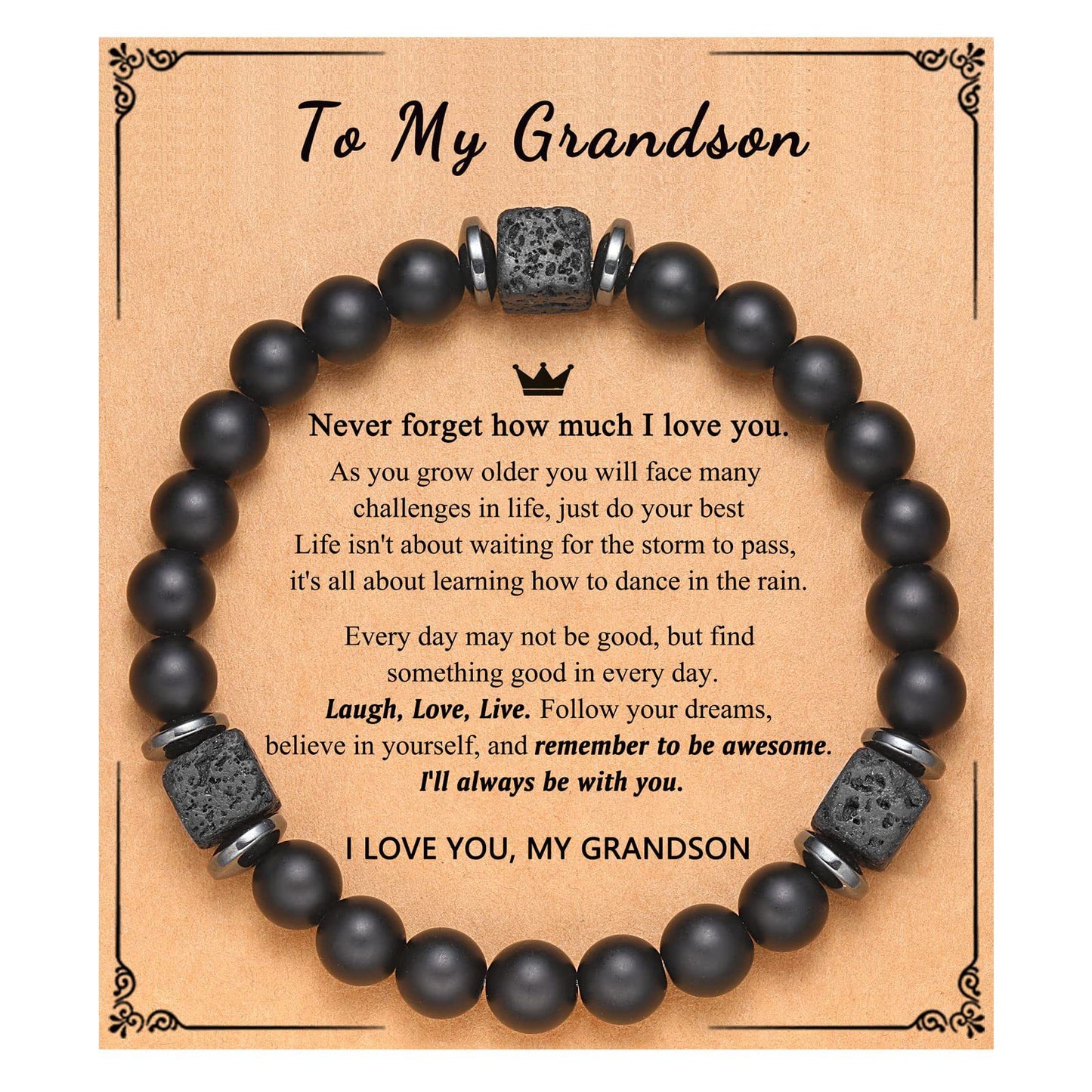 Frosted Square Volcanic Stone Father's Day Bracelets