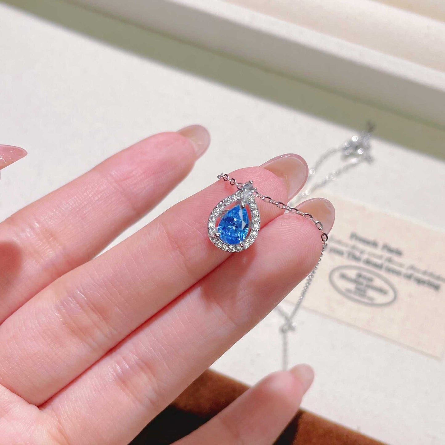 City Sterling Colored Gems Zircon Water Drops Female Fashion Minority Necklace