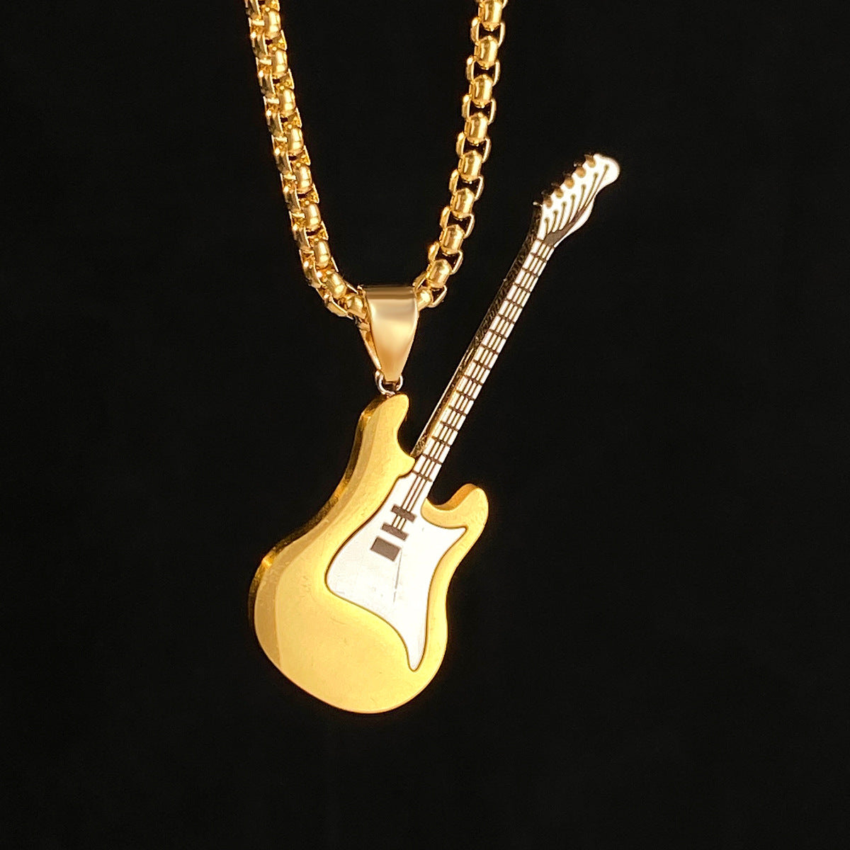 Women's & Men's Steel Guitar Punk Hip Hop Creative Design Electric Sweater Chain Jewelry Set