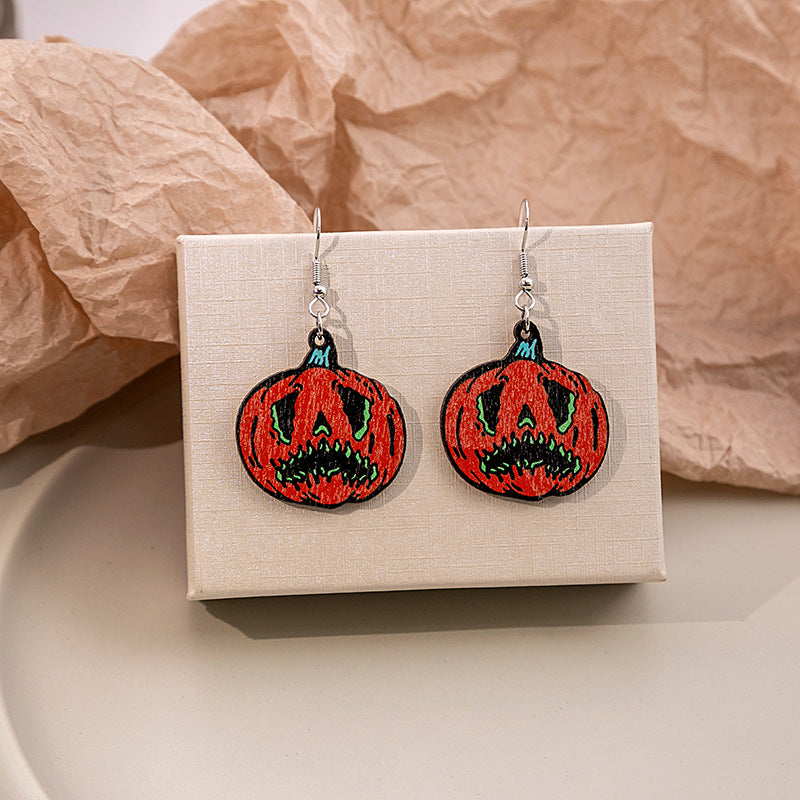 Halloween Pumpkin Funny Personality Ghost Face Earrings