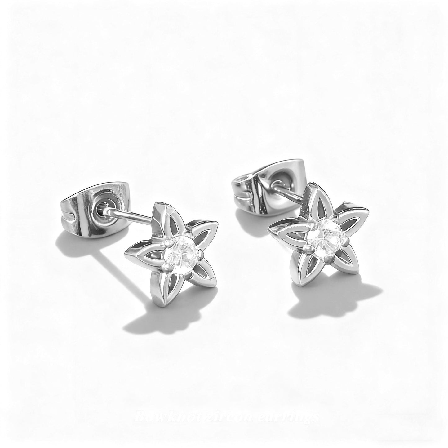 Women's Titanium Steel Inlaid Zircon Four Leaf Clover Ear High-grade Gold Stud Earrings
