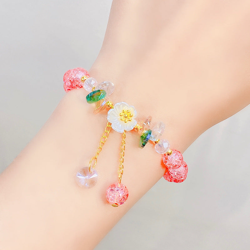 Children's Glaze Beaded Princess Cartoon Crystal Flowers Bracelets