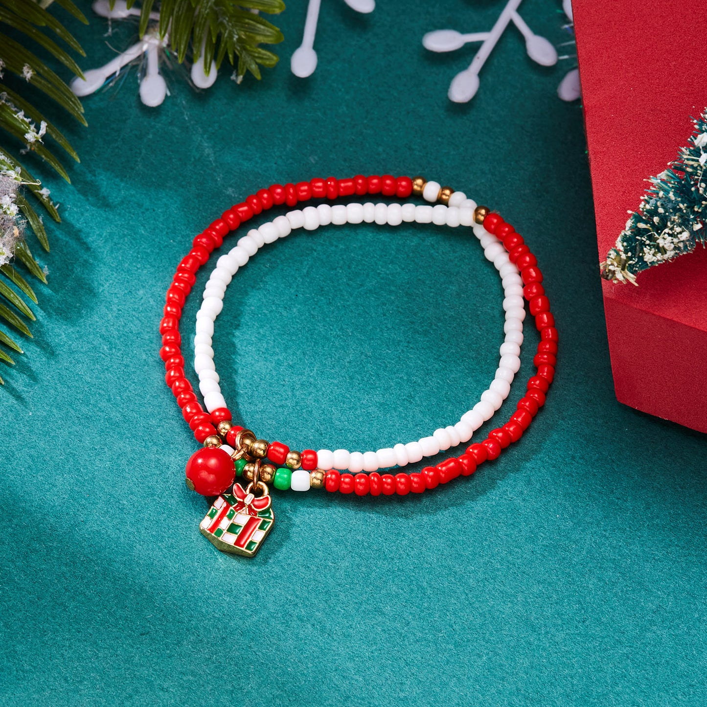 Creative Christmas Holiday Santa Claus Beads Bracelets