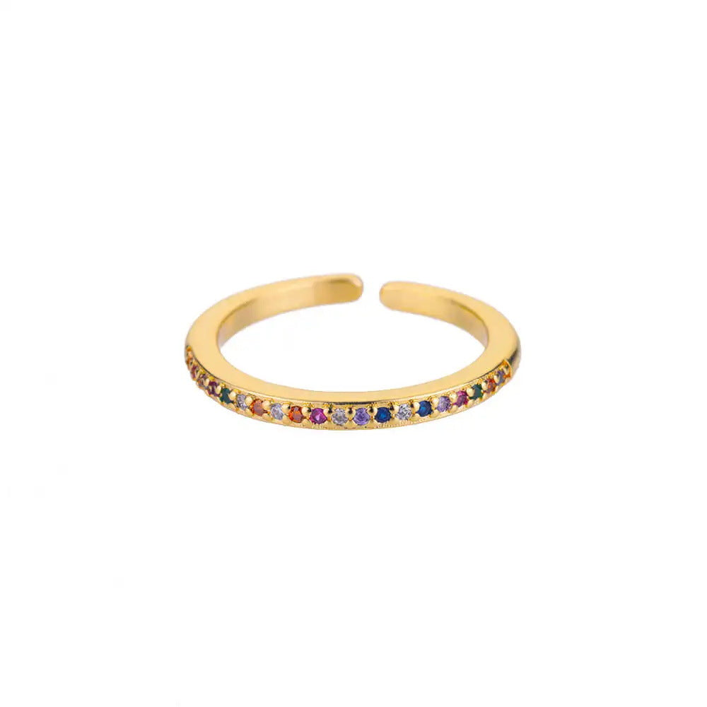 Women's Geometric Color Zircon Gold Personalized Simple Ring