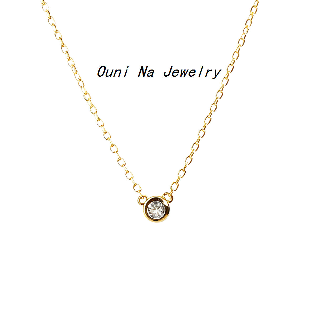 Women's Sterling Sier Gold-plated Solitaire Bubble Diamond Clavicle Chain Style Simple Necklace