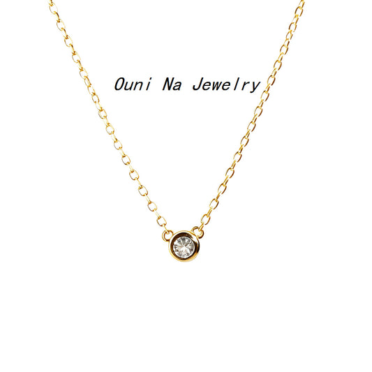Women's Sterling Sier Gold-plated Solitaire Bubble Diamond Clavicle Chain Style Simple Necklace