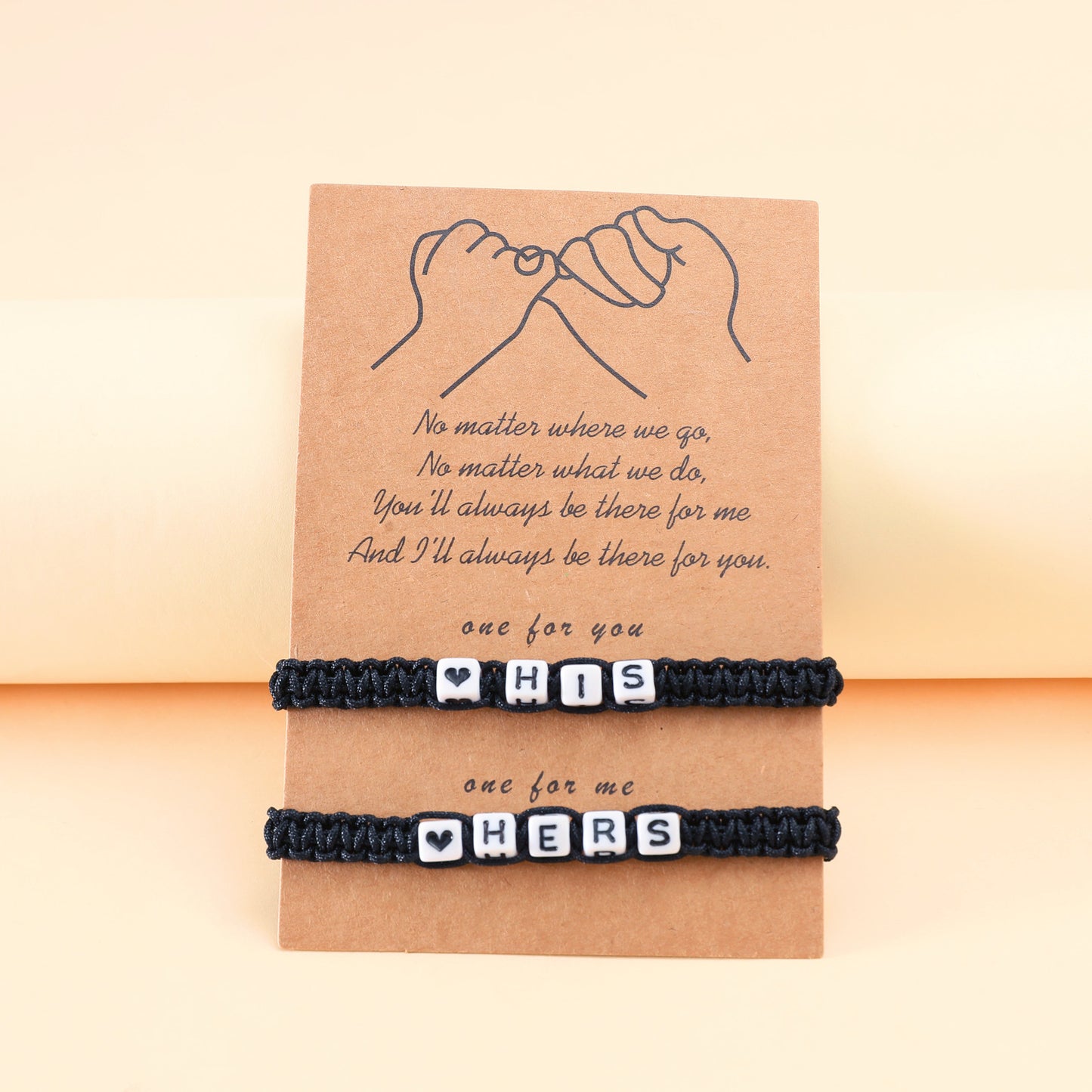 Bracelets tissés à la main avec lettres d'amour et nœud plat pour femmes