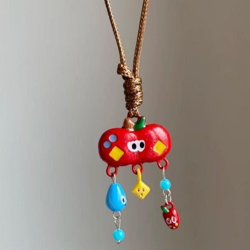 Women's Fun Cute Big Ears Ceramic Puppy Necklace