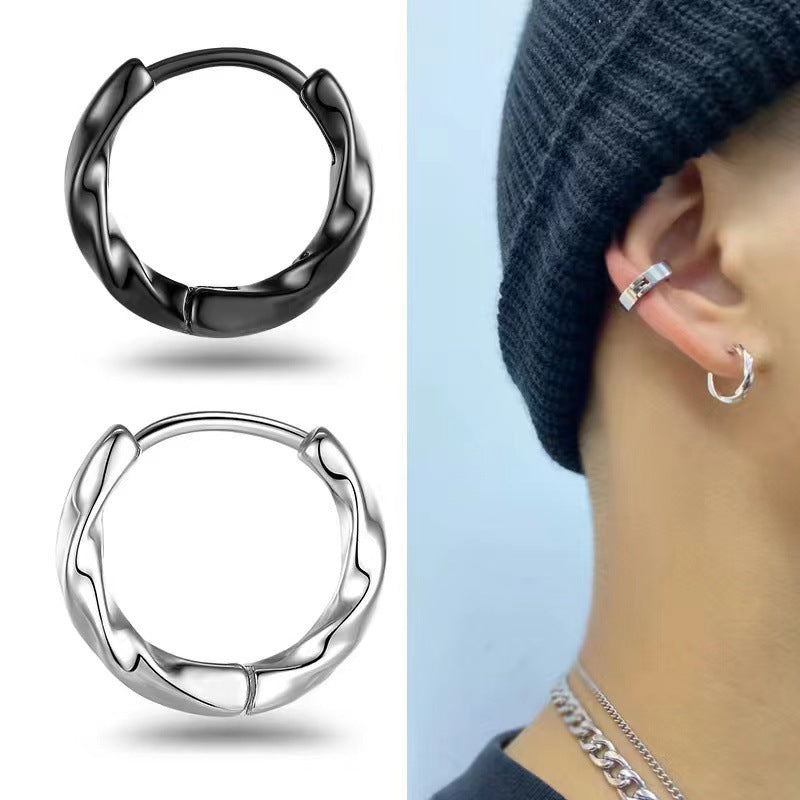 Women's & Men's Stainless Steel Square Twisted High-grade Niche Trendy Unique Simple Earrings