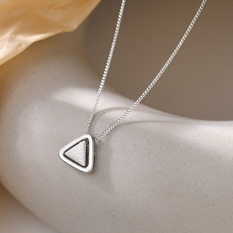 Triangle Sterling Sier Korean Style Geometric Ornament Niche Necklaces