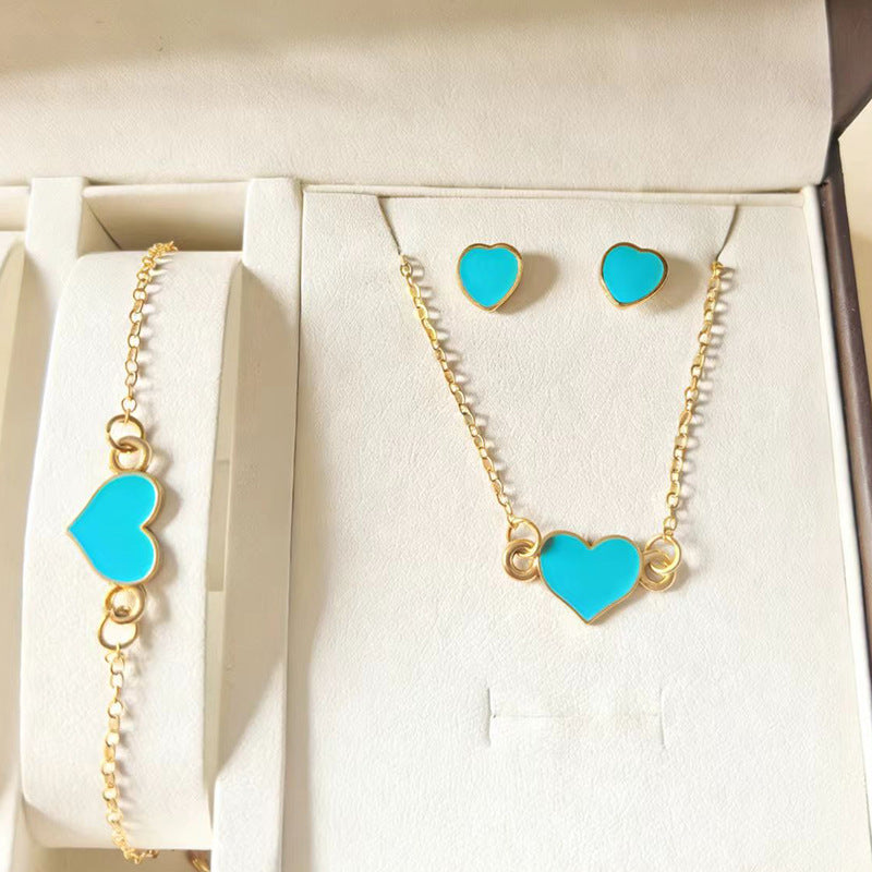 Drip Glazed Exquisite Simple Minority Fashion High-grade Clavicle Chain Elegant Jewelry Set