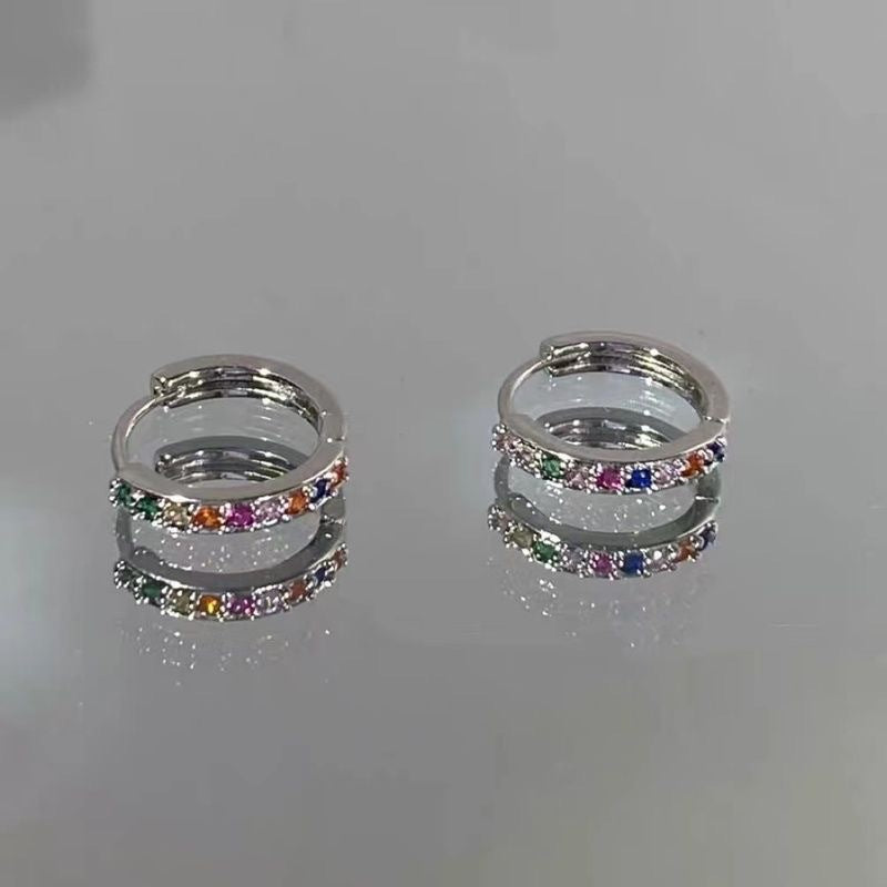 Private Collection Sweet Cool Colorful Zircon Female Niche Design Light Ear Buckle