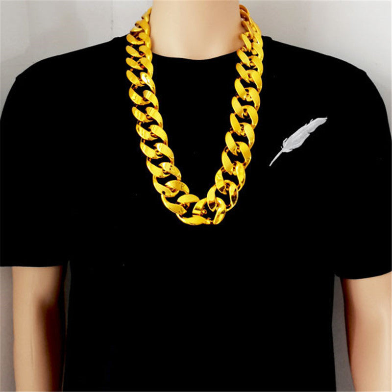 Men's Hip Hop Exaggerated Simulation Chain Plastic Gold Personalized Performance Funny Necklace