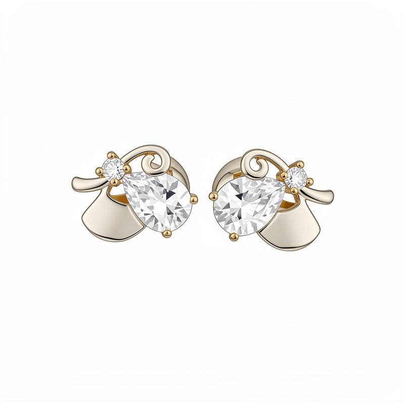 Plating Zircon Water Drops Flower Simple Fashion Elegant Ear Clip