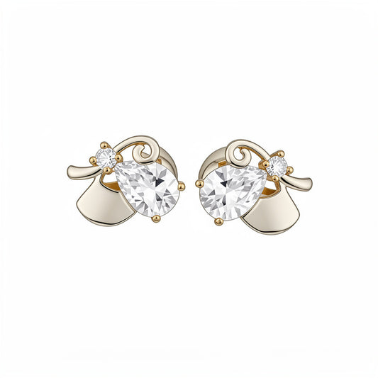 Plating Zircon Water Drops Flower Simple Fashion Elegant Ear Clip