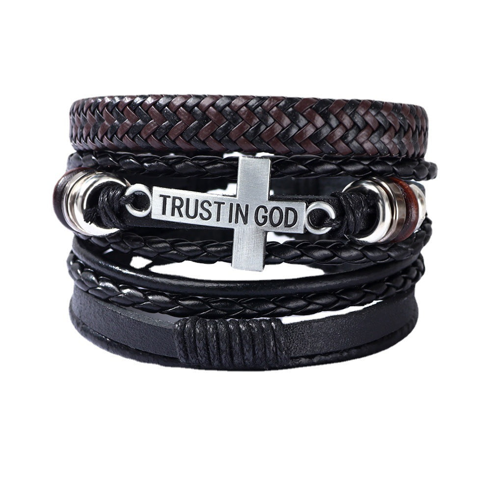 Personalized Combination Suit Cross Hand-woven Real Bracelets