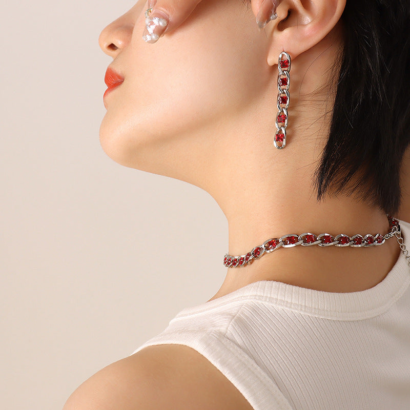 Colorful Zircon Diamond Light Luxury Delicate Jewelry Set