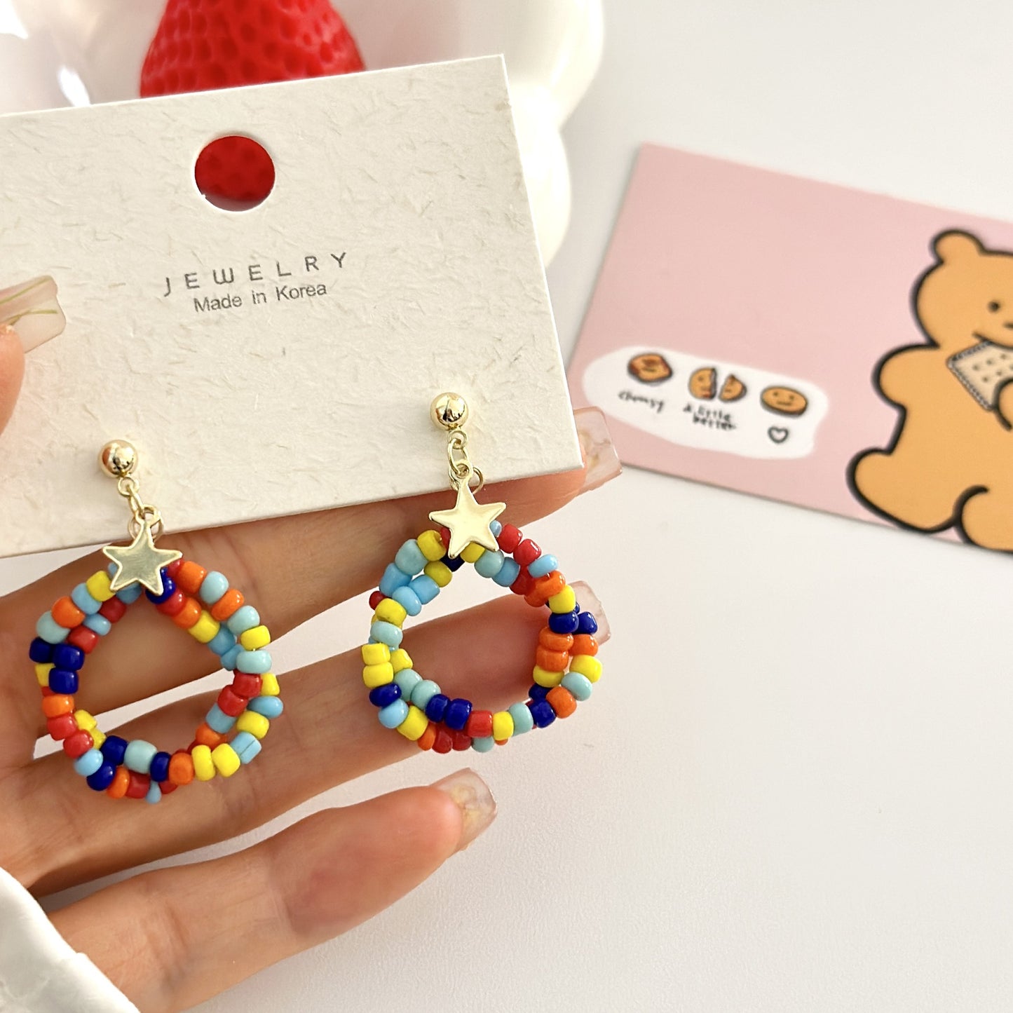 Beaded Summer Dopamine Round Without Pierced Ears Mosquito Coil Ear Clip