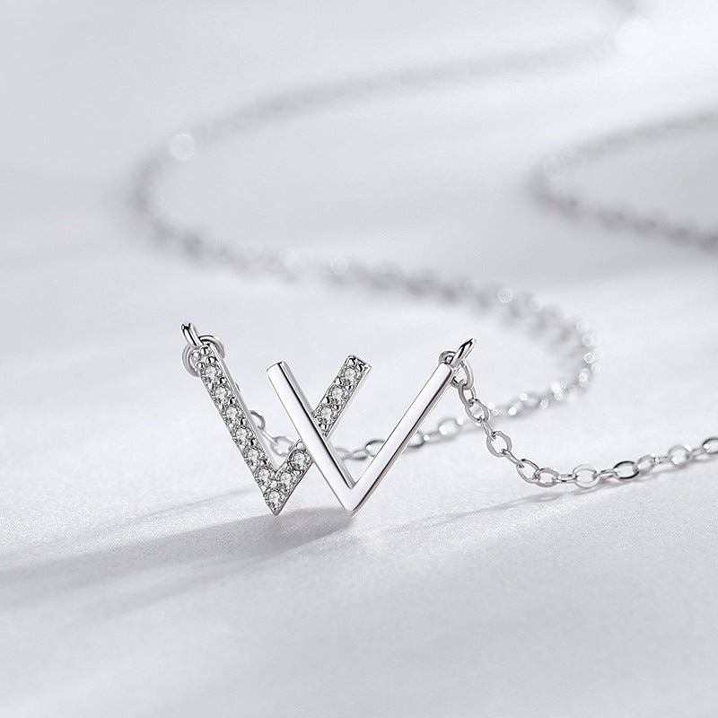 Women's Letter Double V Clavicle Chain Korean Necklaces