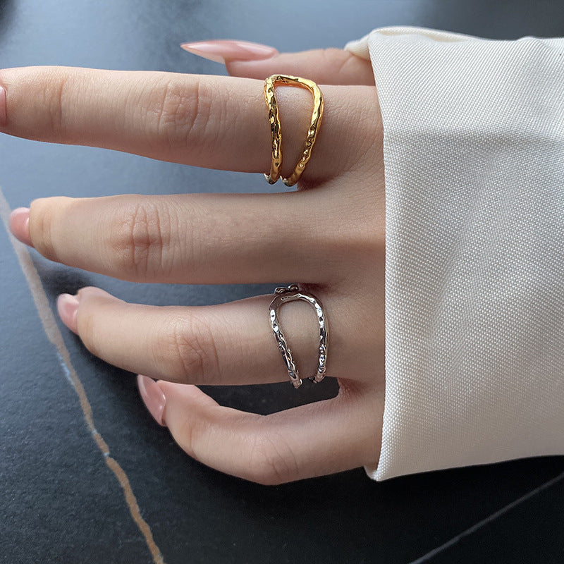 Trendy Line Metal Texture Simple Accessories Hip Hop Rings